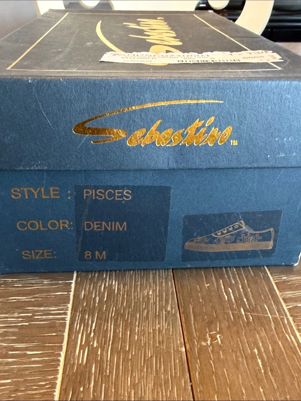 Sabastino vintage sneaker embroidered denim sea theme Pisces style size 8 womens